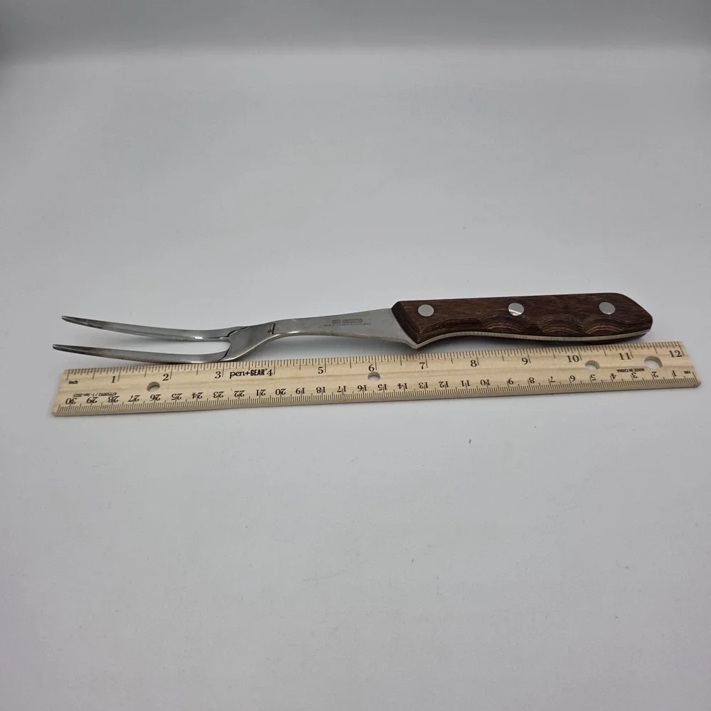 Vintage Viking Meat Fork 440-A Wood Handle Super‎ Stainless 457 Japan 11.5